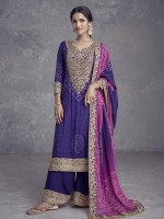 Blue Real Chinon Digital Print Salwar Kameez